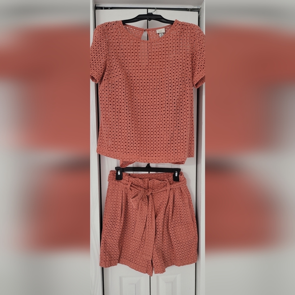 a new day Women's Coral Eyelet Set $15
